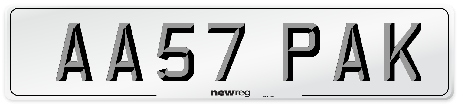 AA57 PAK Number Plate from New Reg